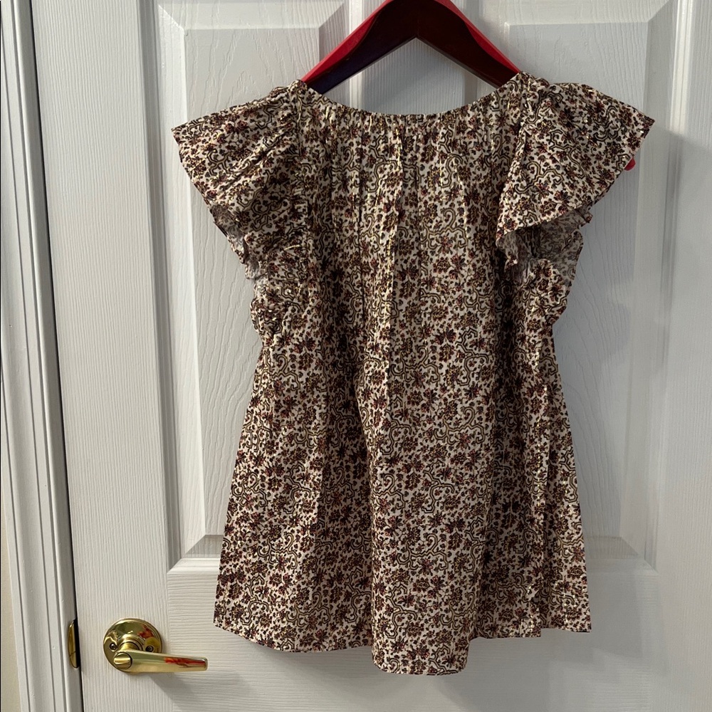 A.P.C. Floral Ruffle Sleeve Blouse - Brown - Picture 5 of 5